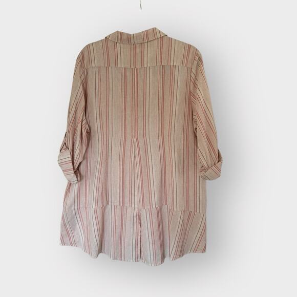 NEW Simply Noelle linen blend tunic button down blouse - Picture 7 of 8